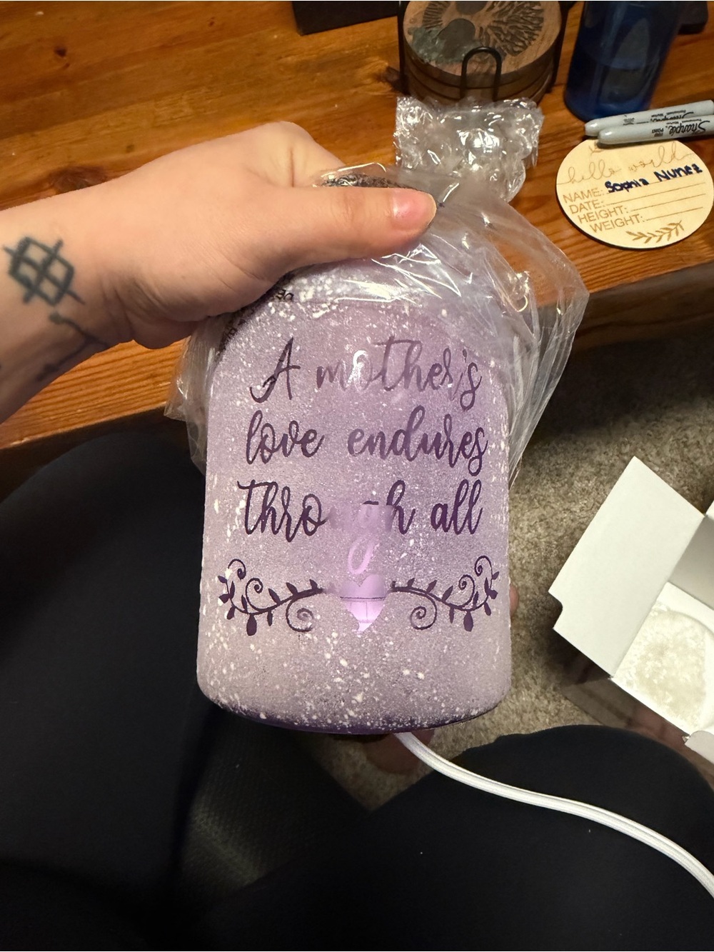 Scentsy Lavender Decorative Jar Light with Scripted Sentiment